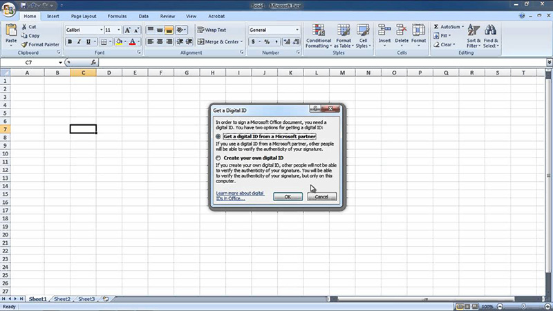 excel digital signature