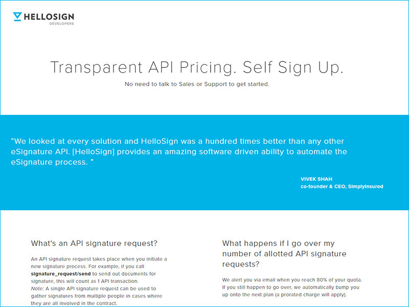 hellosign api pricing