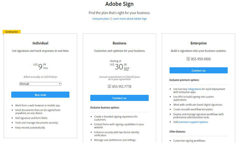 echosign pricing