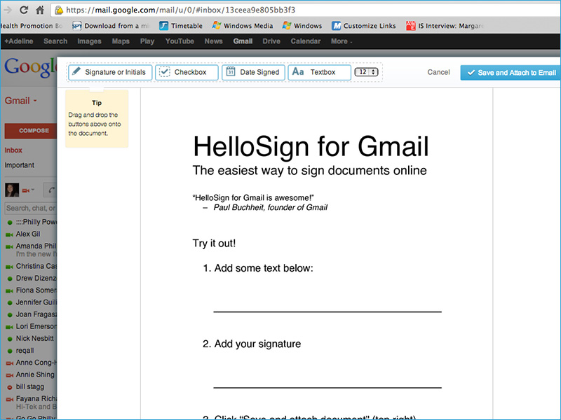 hellosign gmail