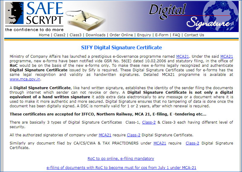 sify digital signature