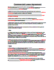 Commercial Lease Agreement Template