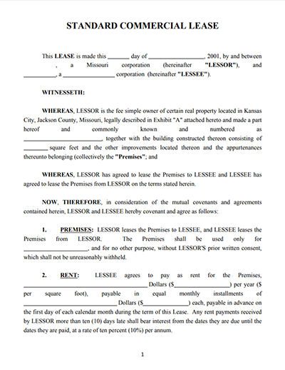 Business Lease Agreement Template Free