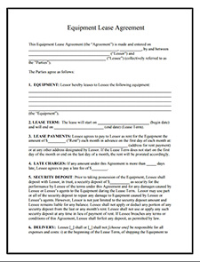 Equipment Lease Agreement Template