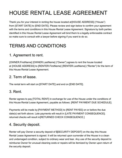 house rental lease agreement