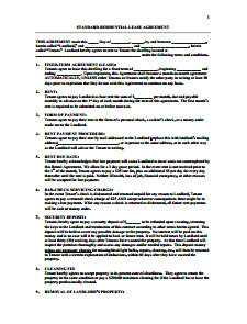 Residential Agreement Template