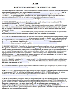 Residential Agreement Template