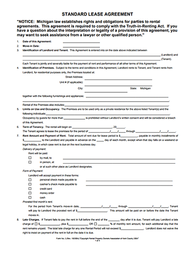 simple lease agreement template