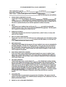 Standard Lease Agreement Template