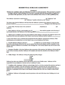 Sublease Agreement Template