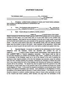 Sublease Agreement Template