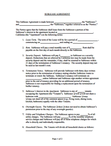 Sublease Agreement Template