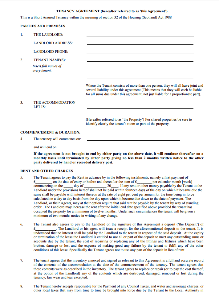Tenancy Agreement Templates Free Download, Edit, Print and Sign