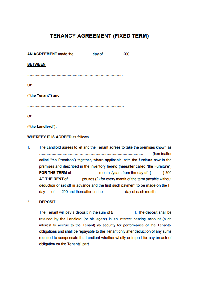 Tenancy Contract Template Uk Free PRINTABLE TEMPLATES