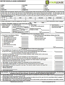 Vehicle Lease Agreement Template